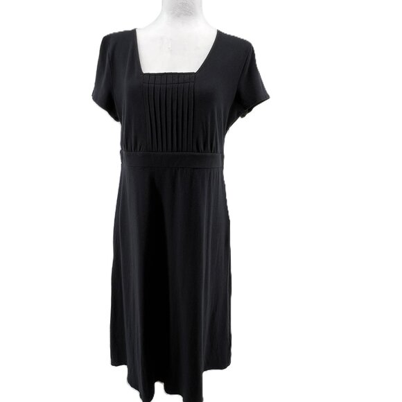 🖤Elegant Liz Claiborne Black Dress Size L Cotton Blend Timeless Silhouette - Picture 1 of 9